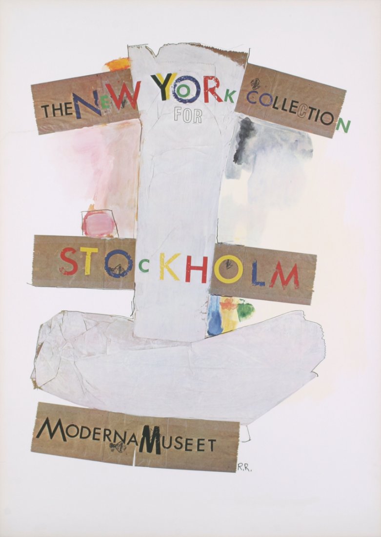 Rauschenberg NY Collection for Stockholm Poster: Reference #: ULEF5927 Artist Name: Rauschenberg, Robert Title: New York Collection for Stockholm Medium: Offset Lithograph Edition Size: Unknown Year: 1970 Paper Size: 39 x 27.75 inches Image Size: 39