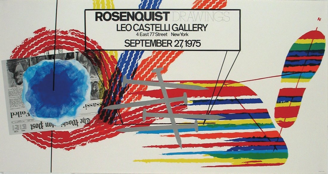 1975 Rosenquist Drawings at Castelli Poster: Reference #: ULAW1655 Artist Name: Rosenquist, James Title: Drawings at Castelli Medium: Offset Lithograph Edition Size: 500 Year: 1975 Paper Size: 19 x 36 inches Image Size: 19 x 36 inches Condition: