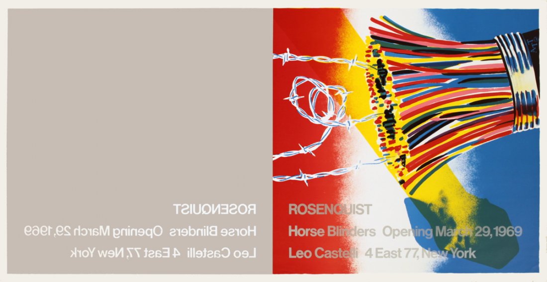 1969 Rosenquist Horse Blinders Mixed Media: Reference #: ULAW2187 Artist Name: Rosenquist, James Title: Horse Blinders Medium: Mixed Media Edition Size: Unknown Year: 1969 Paper Size: 17 x 33 inches Image Size: 16 x 32 inches Condition: A-: Nea
