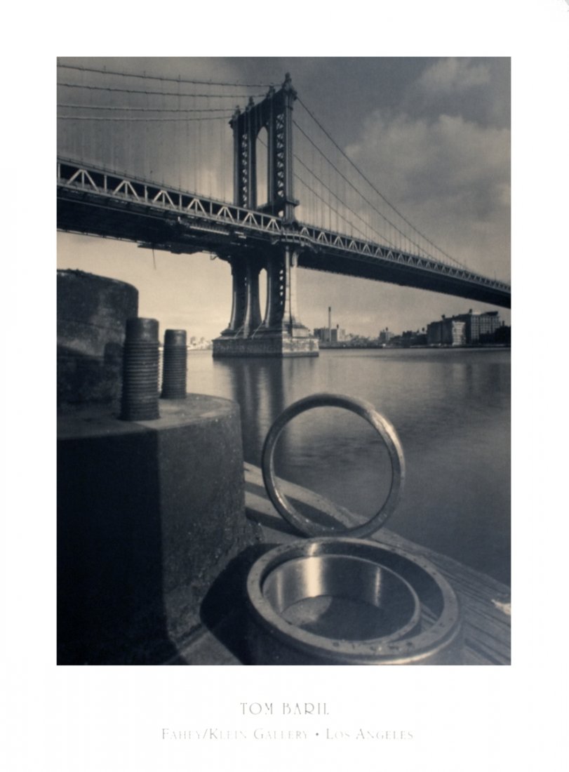 1993 Baril Manhattan Bridge Poster: Reference #: ULYY8219 Artist Name: Baril, Tom Title: Manhattan Bridge Medium: Offset Lithograph Edition Size: unknown Year: 1993 Paper Size: 31.5 x 23.5 inches Image Size: 24.5 x 18.75 inches Conditio