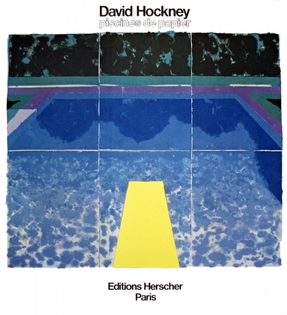1978 Hockney Day Pool With Three Blues Lithograph: Reference #: ULAE1055 Artist Name: Hockney, David Title: Day Pool With Three Blues Medium: Lithograph Edition Size: 2000 Year: 1978 Paper Size: 37.25 x 34 inches Image Size: 34.25 x 27.5 inches Condit