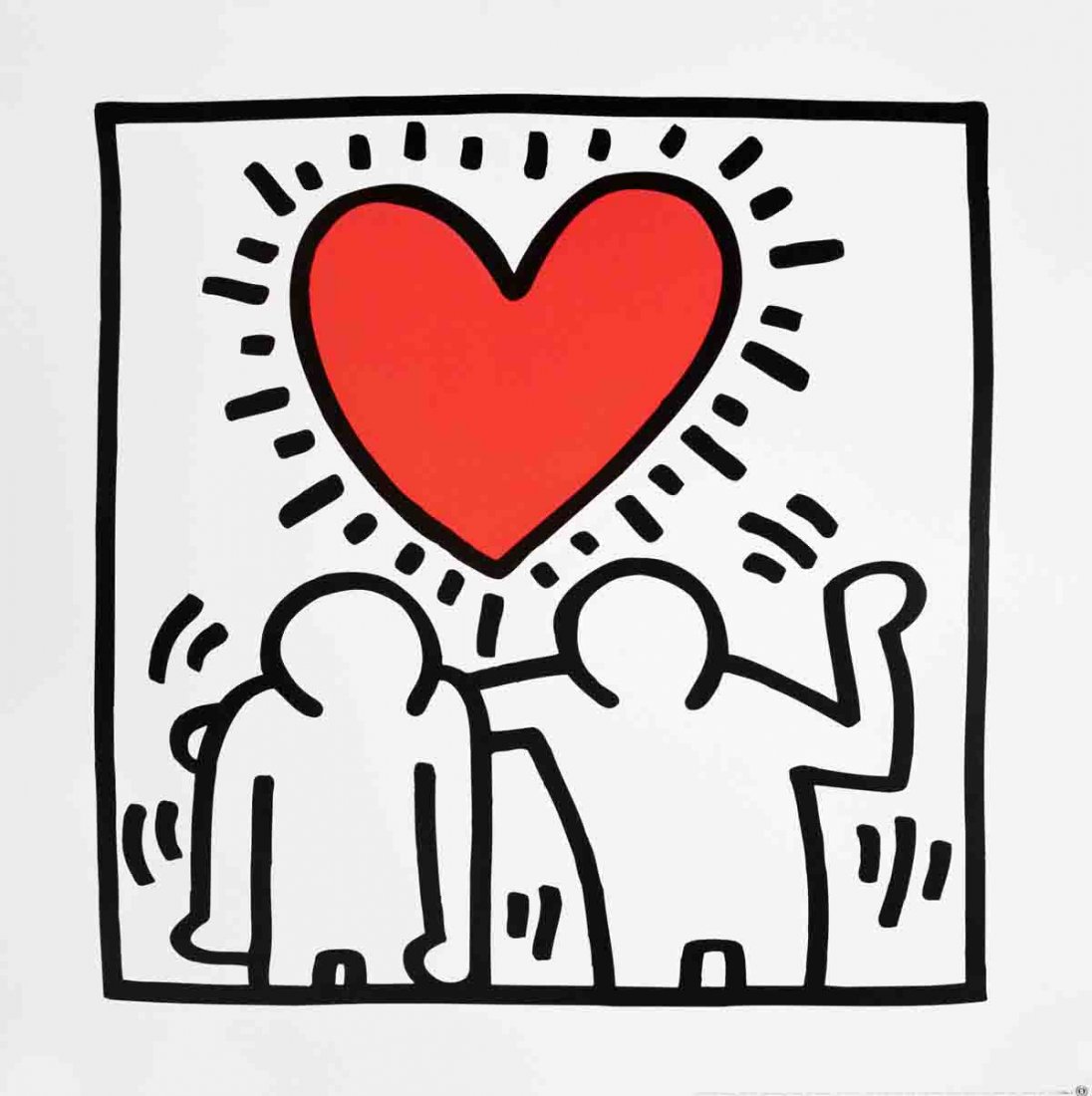 2000 Haring Wedding Invitation Serigraph: Reference #: ULNRTN5986 Artist Name: Haring, Keith Title: Wedding Invitation Medium: Serigraph Edition Size: Unknown Year: 2000 Paper Size: 35.5 x 35.5 inches Image Size: 29.25 x 28.5 inches Condition