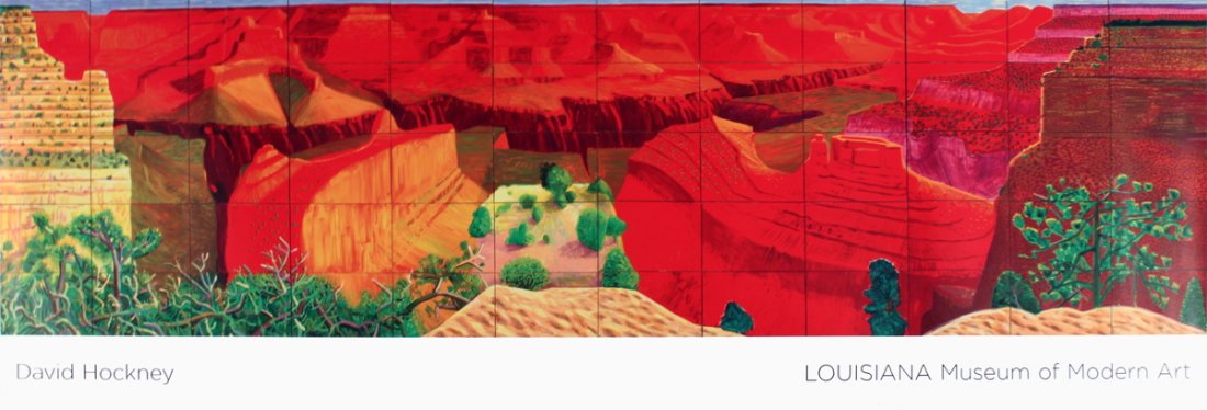 2009 Hockney A Closer Grand Canyon Poster: Reference #: ULYY9602 Artist Name: Hockney, David Title: A Closer Grand Canyon Medium: Offset Lithograph Edition Size: 500 Year: 2009 Paper Size: 18 x 53.75 inches Image Size: 14.75 x 53.75 inches Con