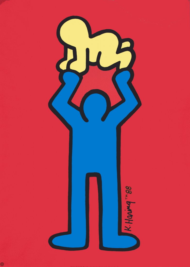 1991 Haring Untitled Poster: Reference #: ULYY6105 Artist Name: Haring, Keith Title: Untitled Medium: Offset Lithograph Edition Size: unknown Year: 1991 Paper Size: 31.5 x 23.5 inches Image Size: 31.5 x 23.5 inches Condition: A-:
