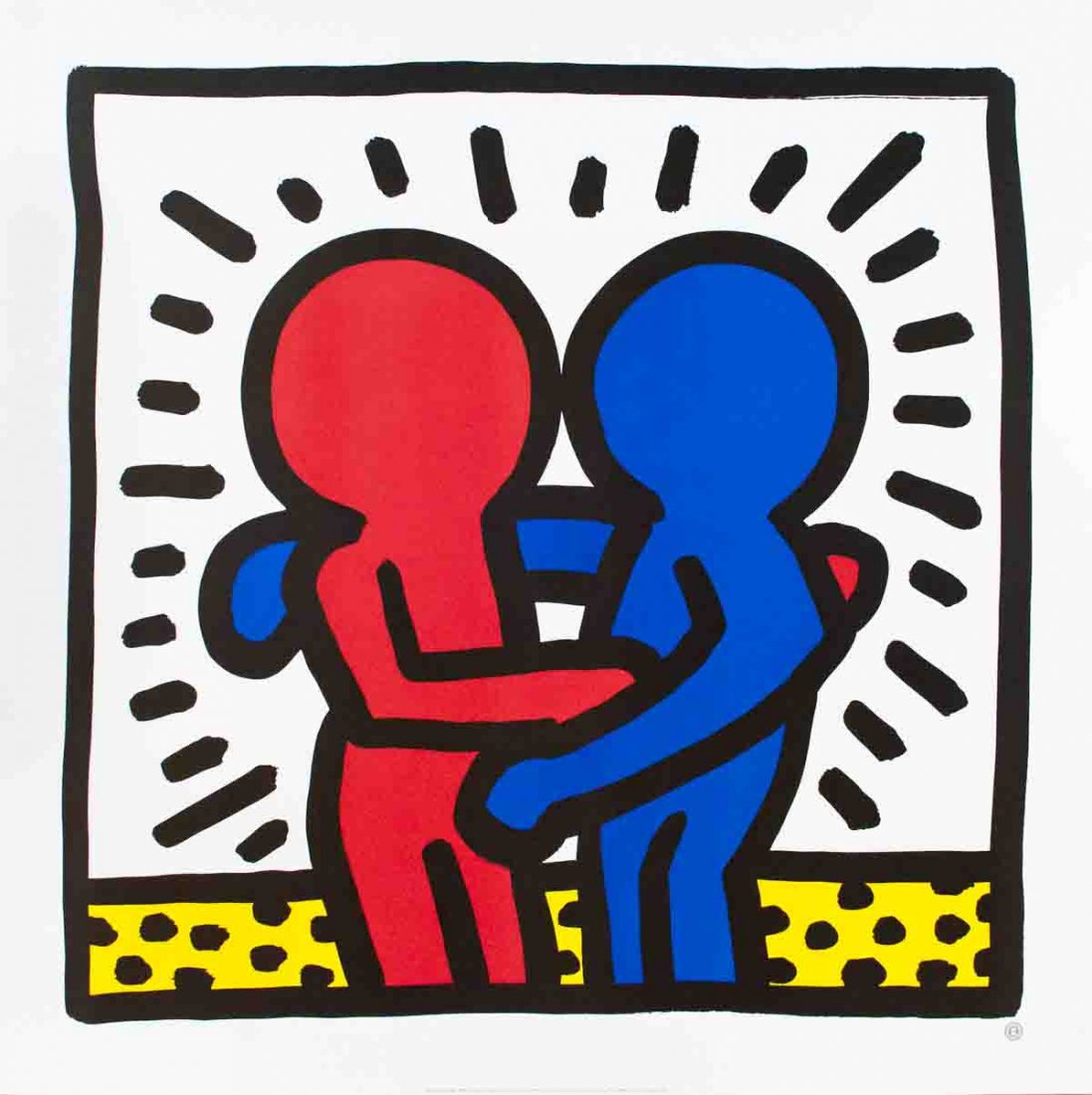 1992 Haring Untitled Poster: Reference #: ULYY5228 Artist Name: Haring, Keith Title: Untitled Medium: Offset Lithograph Edition Size: Unknown Year: 1992 Paper Size: 27.5 x 27.5 inches Image Size: 23.5 x 23.75 inches Condition: A-