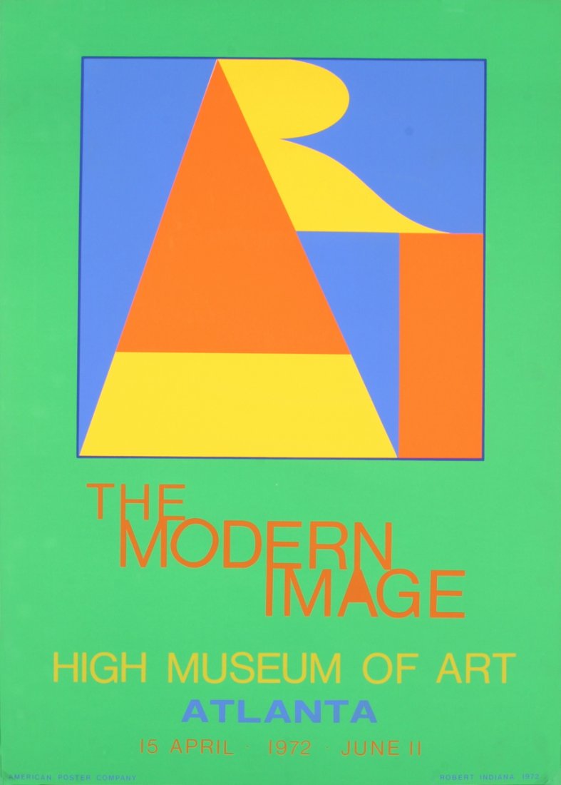1972 Indiana Atlanta-ART Serigraph: Reference #: ULMI1064 Artist Name: Indiana, Robert Title: Atlanta-ART Medium: Serigraph Edition Size: 500 Year: 1972 Paper Size: 35 x 25 inches Image Size: 17.75 x 18 inches Condition: A-: Near Mint, 