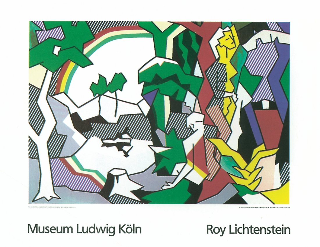 1989 Lichtenstein Landscape w/ Figures Serigraph: Reference #: ULNR106 Artist Name: Lichtenstein, Roy Title: Landscape With Figures (1980) Medium: Serigraph Edition Size: 5000 Year: 1989 Paper Size: 27.5 x 35.5 inches Image Size: 20.25 x 28.5 inches 