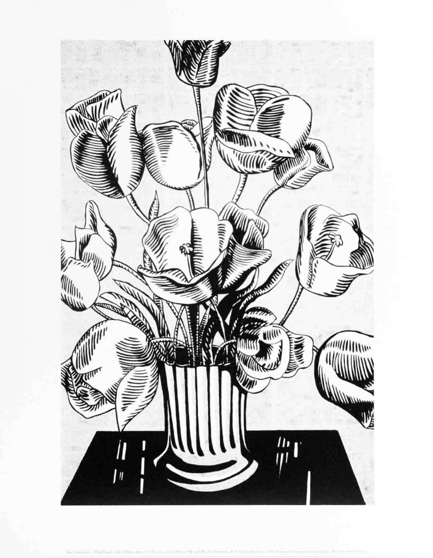 Lichtenstein Black Flowers Poster: Reference #: ULYY0002 Artist Name: Lichtenstein, Roy Title: Black Flowers Medium: Offset Lithograph Edition Size: Unknown Year: Unknown Paper Size: 14 x 11 inches Image Size: 11.75 x 7.75 inches Condi