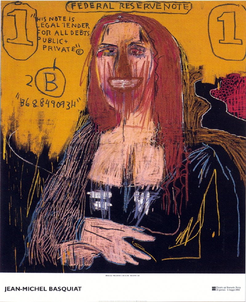25 Basquiat 2002 Mona Lisa Posters: This is a pack of 25 Offset Lithographs by Basquiat, titled "Mona Lisa". The overall size of each Offset Lithograph measures 47.25 x 38.5 inches. The Offset Lithographs are Unsigned from an edition of