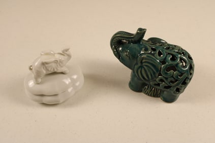Elephant Collectible Trinket Box & Figure