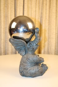 Elephant Statue and Gazing Ball