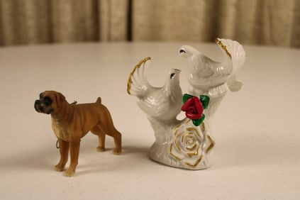 Christmas Doves and Boxer Ornament