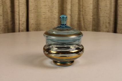 Romanian Blue Glass Candy Dish