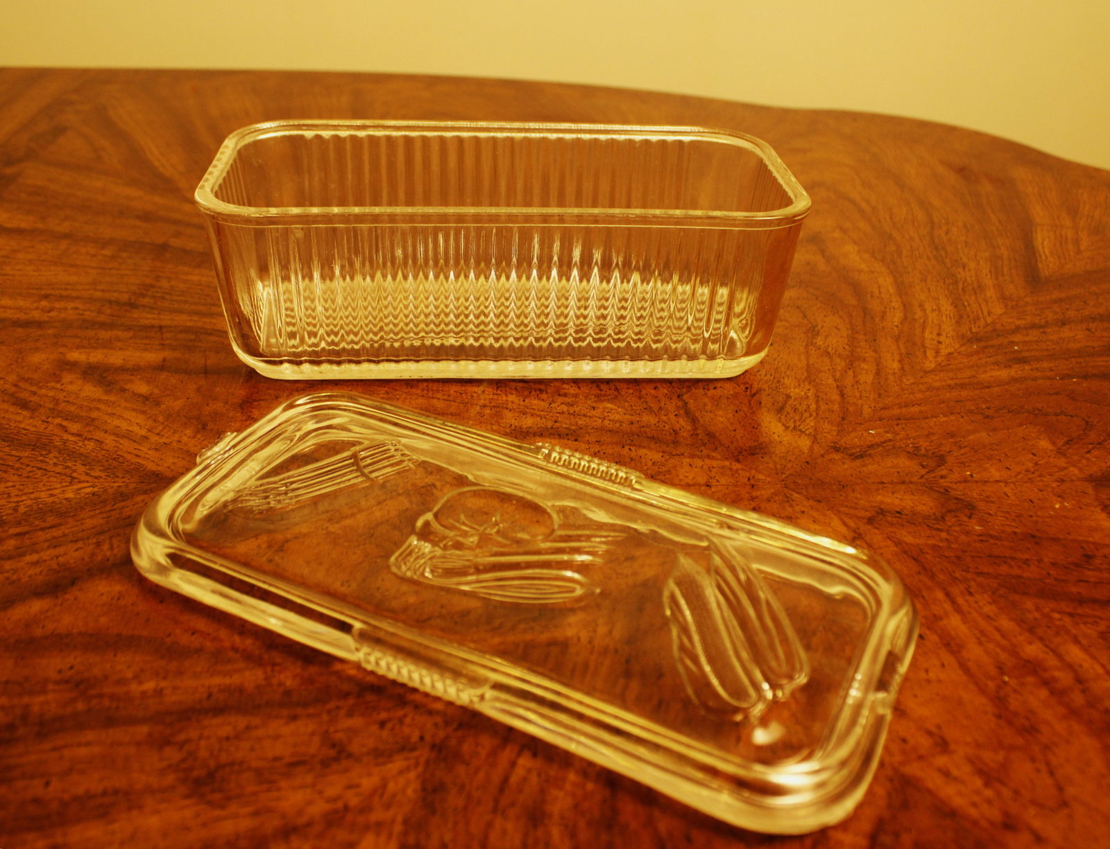 1940s Federal Glass Storage Container: Vintage 1940s Federal Glass Food Storage Container