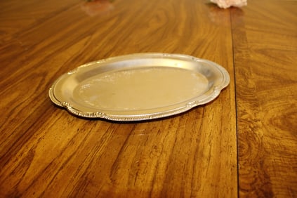 Sterling Craft 9 ½?? serving Platter German Silver and Nickel, with bag