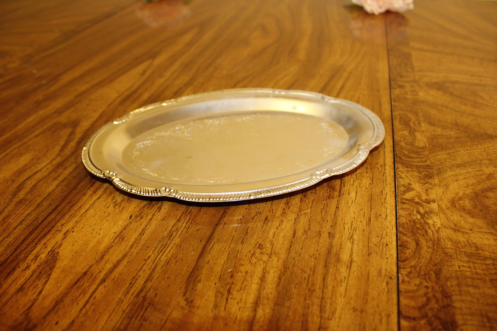 Sterling Craft 9 ½?? serving Platter German Silver and Nickel, with bag (1 of 3)