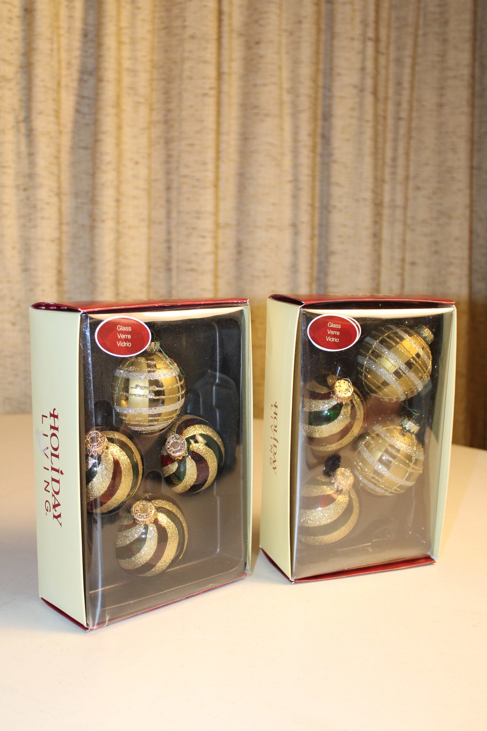 Holiday Living Glass Globes: Set of 8 Red, Green, Gold, and Silver Glass Globe Ornaments from the Holiday Living Collection