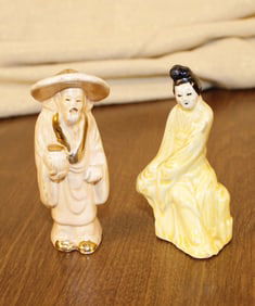 Ceramic Japanese Ladies in Rickshaws