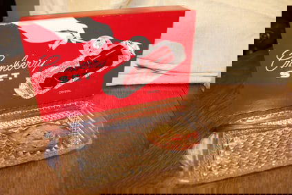 Crystal Silver Cranberry  Server MidCentury