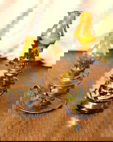 Miniature Lanterns Amber Glass Globes