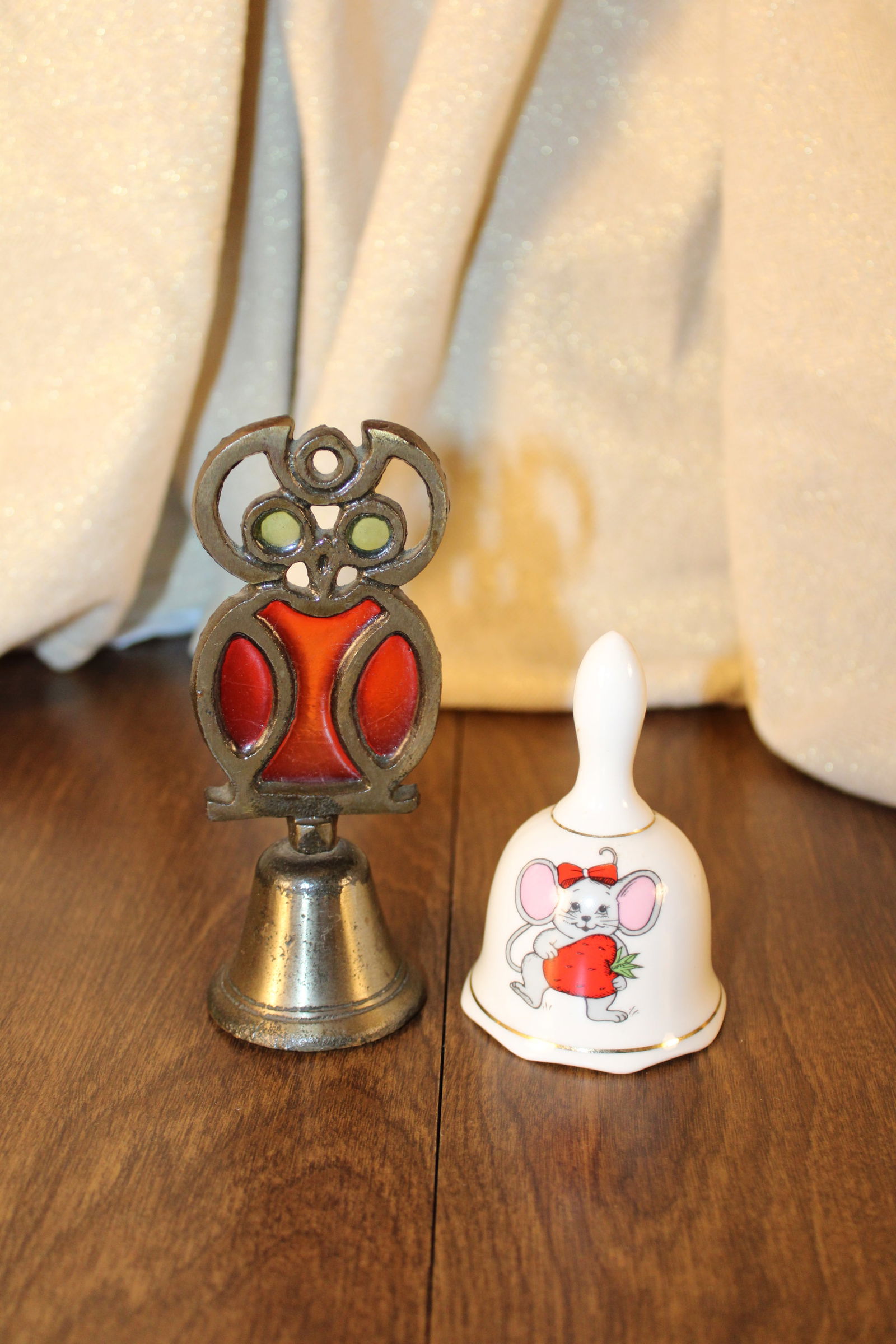 Brass Owl Art Deco Bell Mouse Strawberry Bell (1 of 1)