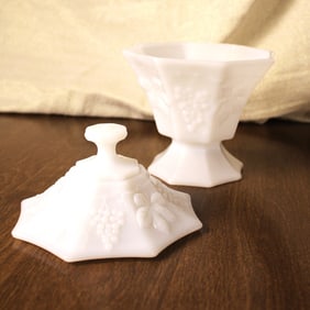 Vintage MCM Anchor Hocking Milk Glass Candy Dish