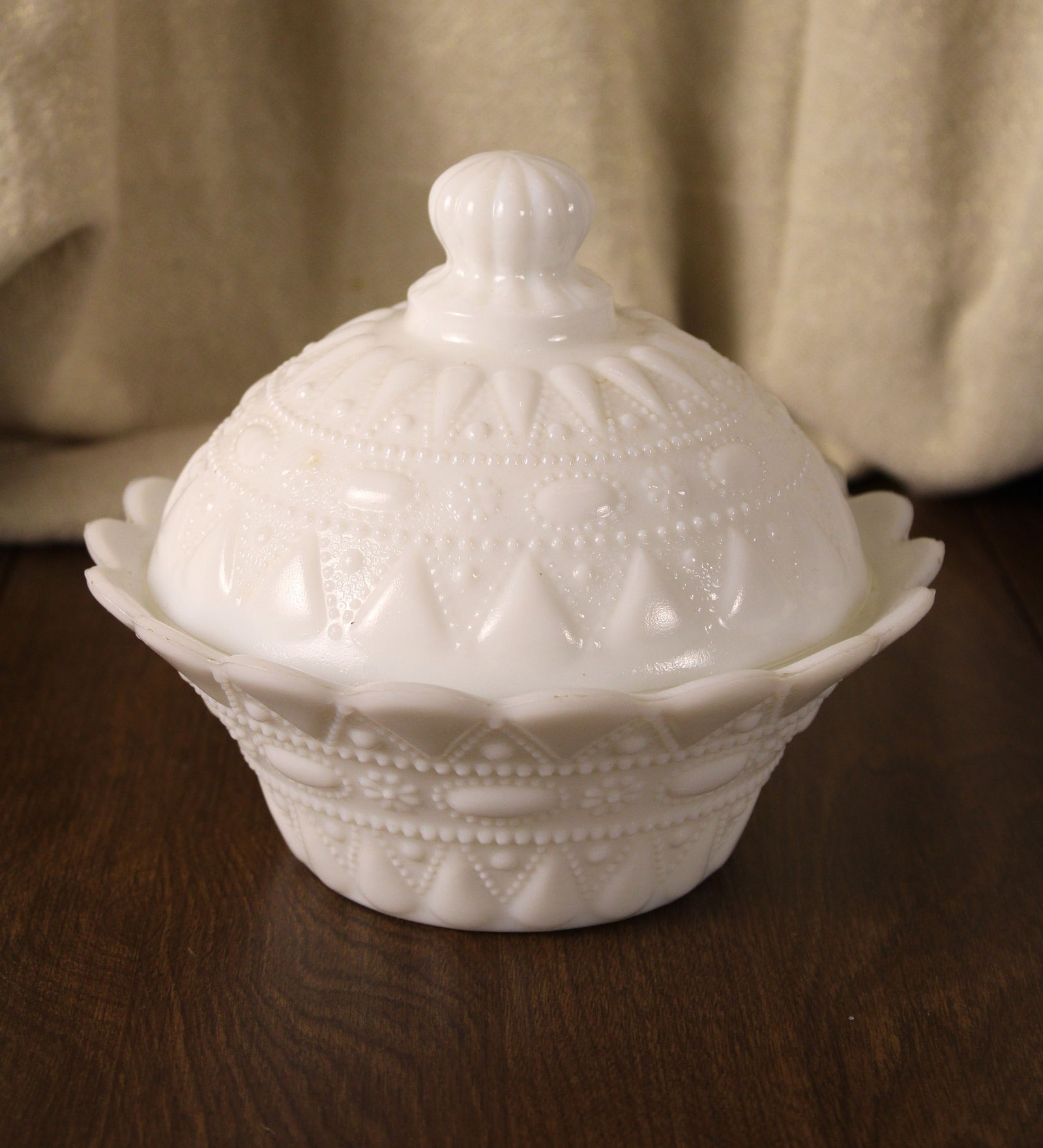 MCM Vintage Kemple Milk Glass Lace And Dewdrop Candy Dish (1 of 6)