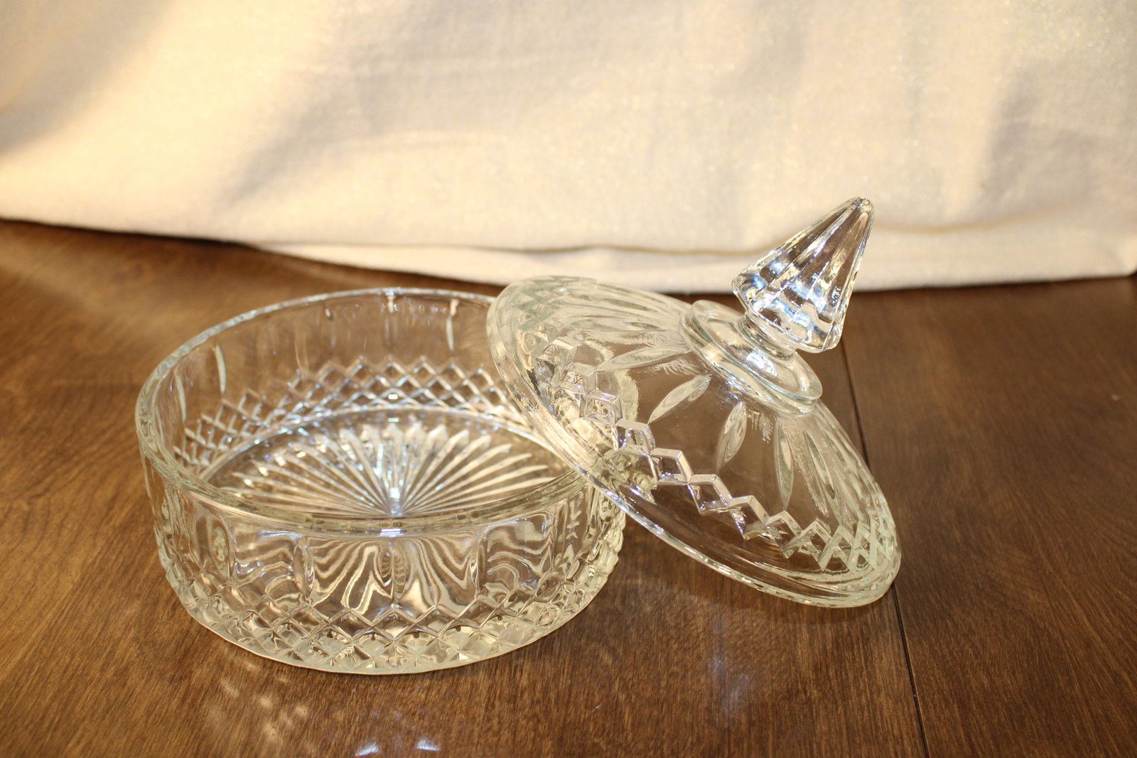 MCM Vintage Indiana Glass Princess Diamond Candy Dish and Imperial Candlewick Pattern Compote (1 of 5)
