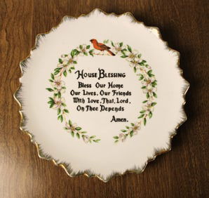 House Blessing Decorative Plates with Cardinal and Floral Motif