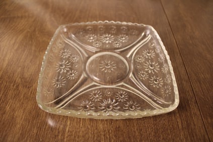 MCM Anchor Hocking Bubble Glass Hazel-Atlas Depression Glass Divided Relish and Crazy Daisy Relish
