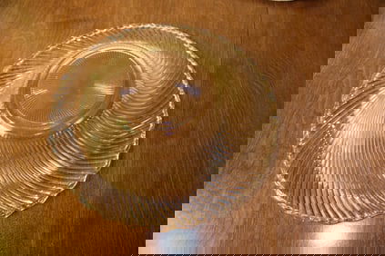 Vintage Federal Glass Diana Serving Bowl and Anchor Hocking Rainflower Snack Plate