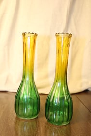 Orange and Green Colored Glass Vases 2