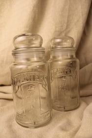 Set of 2 Planter’s Peanut Glass Jars 75th Anniversary