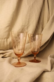 Pair of Tiffin-Franciscan Rambler Rose Goblets