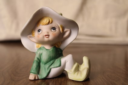 Vintage Homco Pixie Elf Figurine Green Shirt Product No 5213