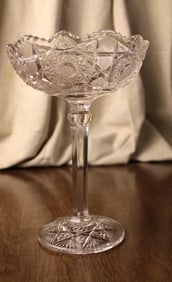 Antique Cut Glass American Brilliant Compote and Master Salt Cellar