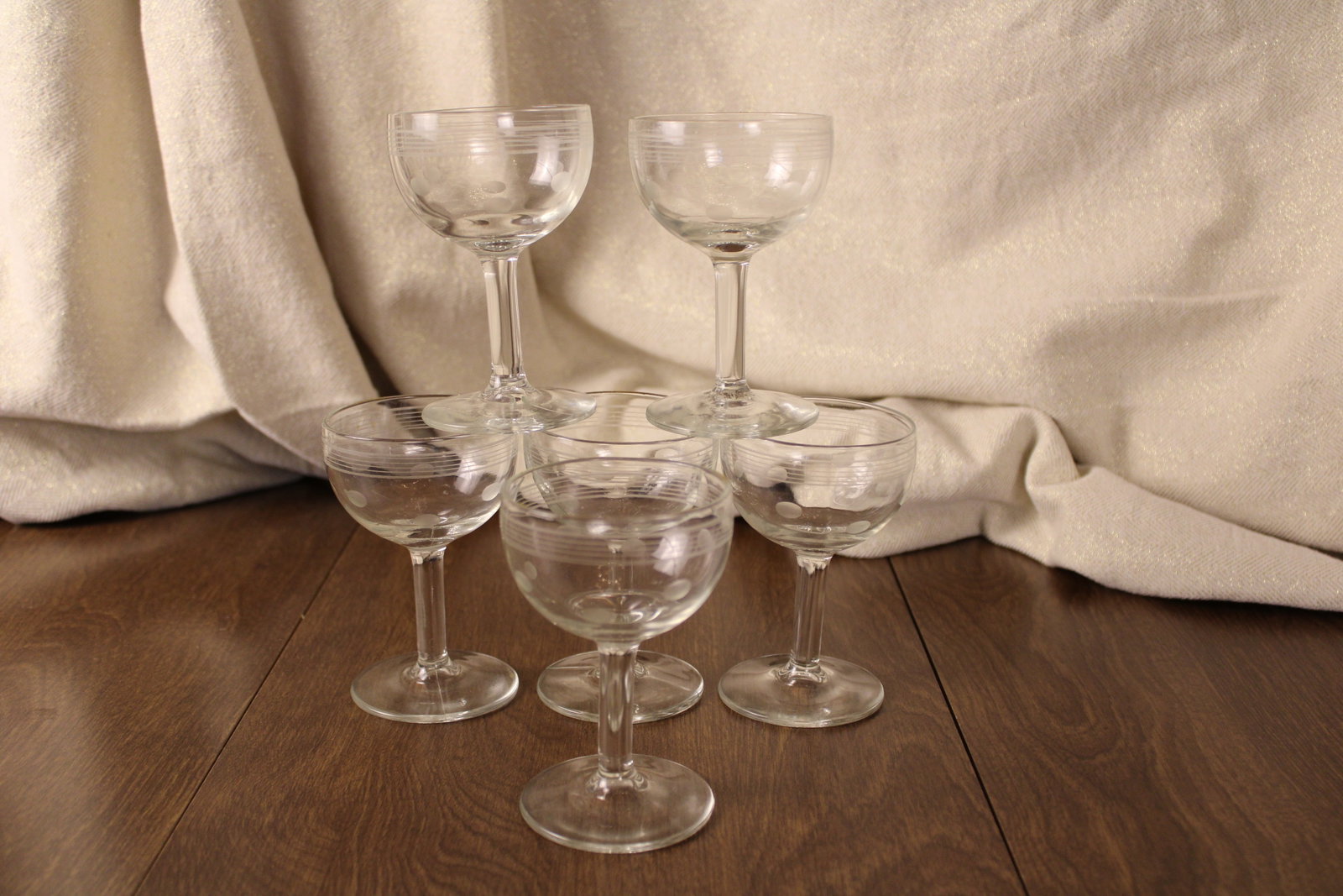 Line and Dot Etched Cocktail Coupe 6: Line and Dot Etched Cocktail Coupe 6