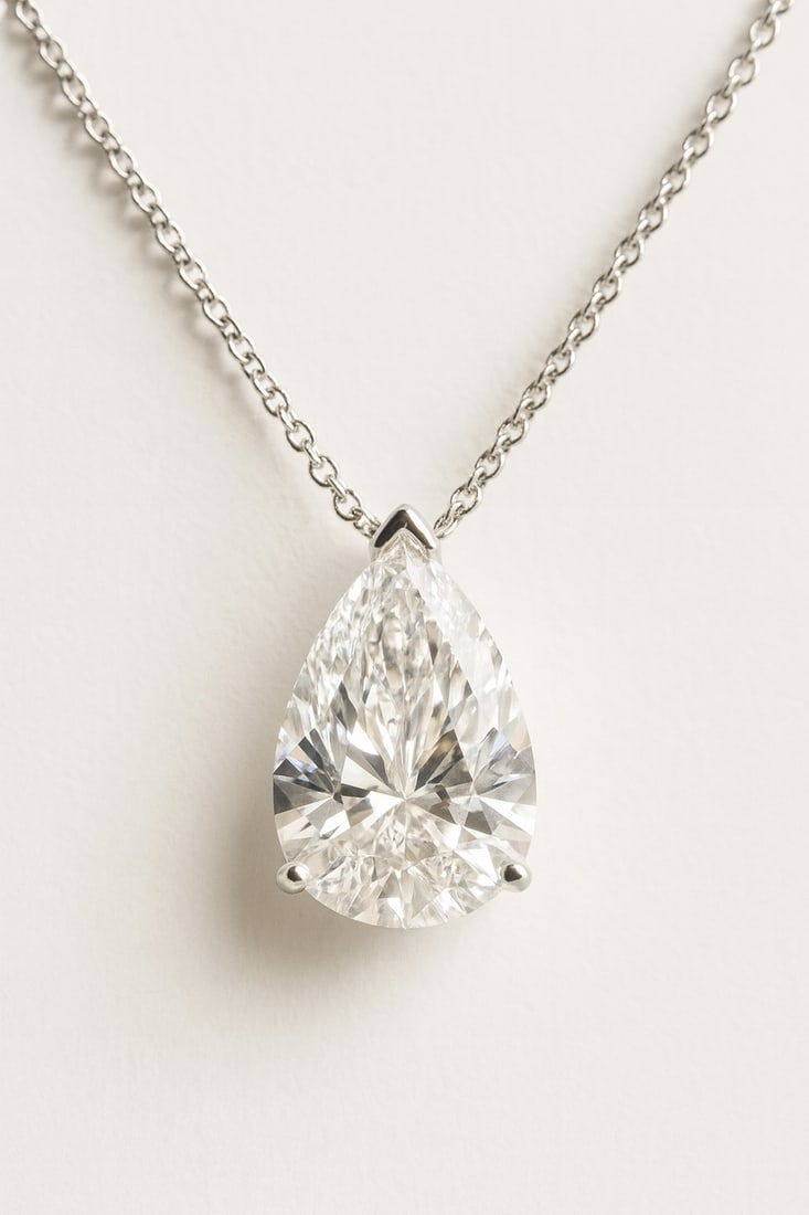 5.00 Ct Pear Cut Lab Grown Diamond Solitaire Pendant in 14K White Gold (1 of 1)