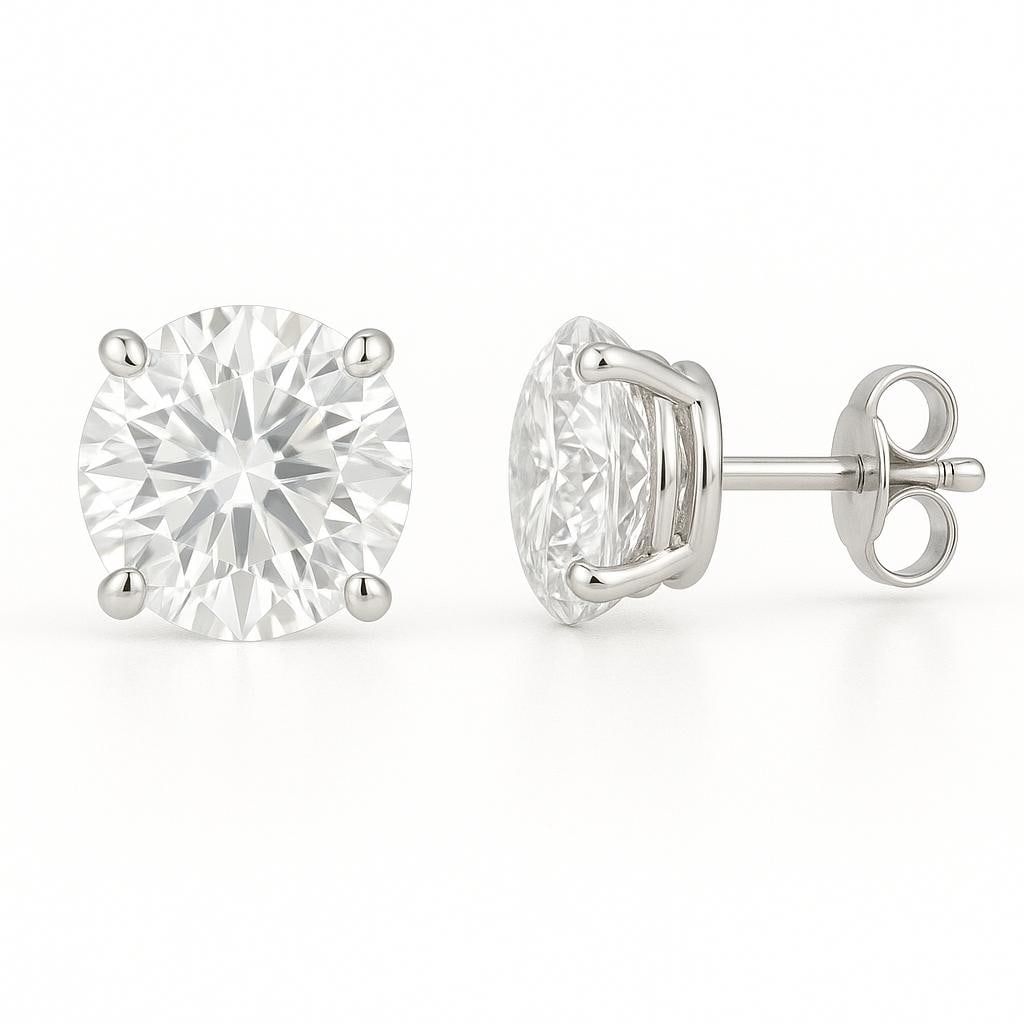 4.00 CT Lab Grown Round Brilliant Diamond Solitaire Stud Earrings in 14K White Gold (1 of 2)