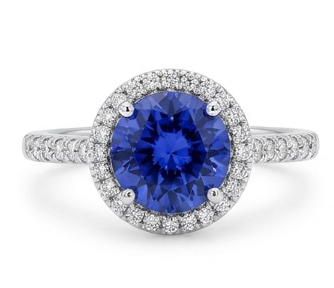 Certified 3.0 Ct Oval Natural Tanzanite 14K White Gold Hidden Halo / Cathedral Ring (1 of 2)