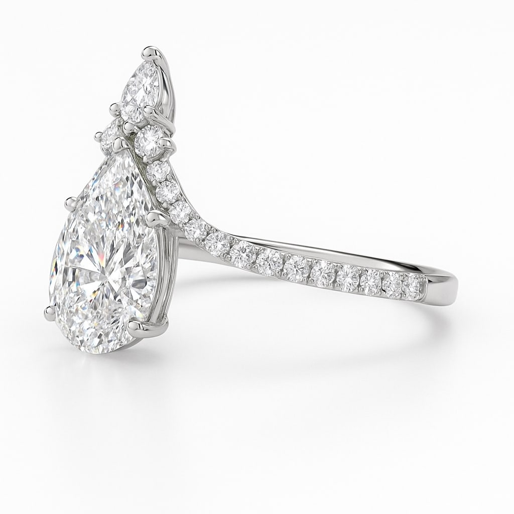lab-grown diamond 7.00 CT Radiant-Cut Diamond Split-Shank Ring in 14K White Gold (1 of 4)