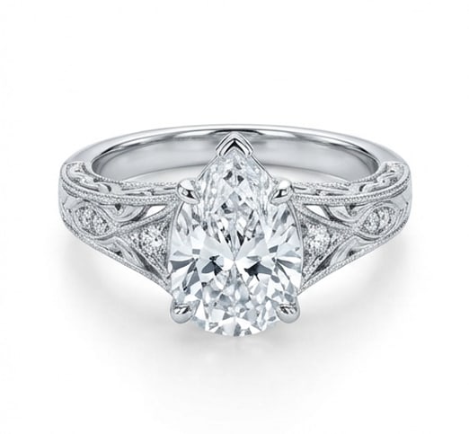 1.5 CT Natural Emerald-Cut Diamond Halo Ring in 14K White Gold, Exquisite Pavé Halo, GIA Certified (1 of 4)