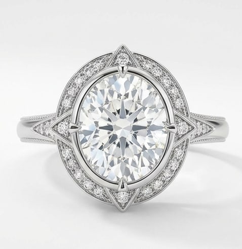 1.7 CT Natural Emerald-Cut Diamond Halo Ring in 14K White Gold, Exquisite Pavé Halo, IGI Certified (1 of 4)