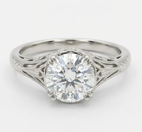 1.5 CT Natural Emerald-Cut Diamond Halo Ring in 14K White Gold, Exquisite Pavé Halo, IGI Certified (1 of 4)