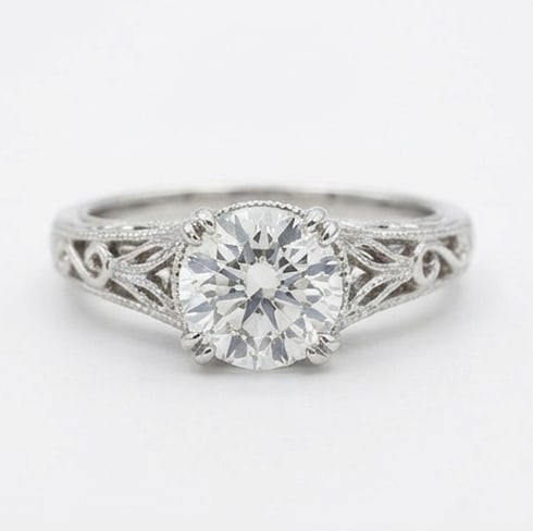 5.00 CT Round Lab Grown Diamond Vintage Filigree Ring 14K White Gold (1 of 4)