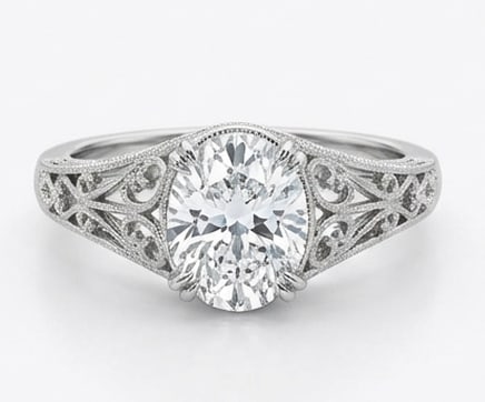 1.7 CT Natural Oval-Cut Diamond Three-Stone Ring in 14K Yellow Gold, Refined Side Stone Setting, IGI (1 of 4)