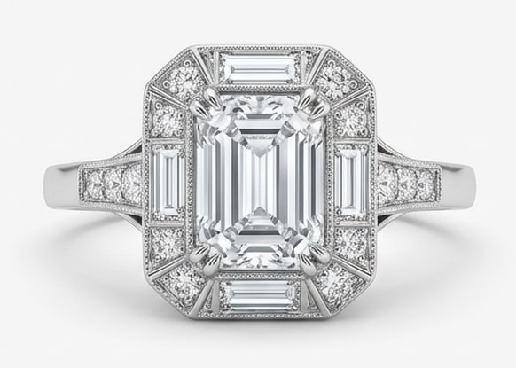 2.5 CT Natural Emerald-Cut Diamond Single-Stone Ring in 14K White Gold, Timeless Elegance, GIA Certi (1 of 3)
