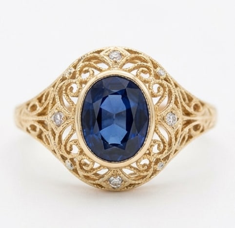 5.00 CT Sapphire Lab-Grown Ring in Yellow Gold (1 of 4)