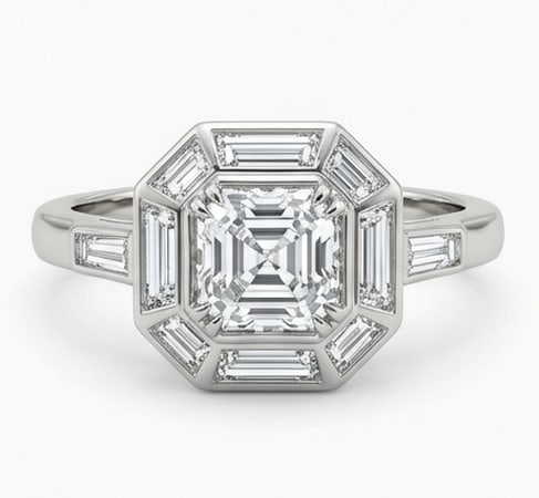 1.8 CT Natural Round-Cut Diamond Three-Stone Ring in 14K White Gold, Elegant Diamond Side Stones, GI (1 of 4)