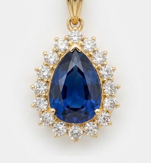 10.00 CT Sapphire Lab-Grown Pendent in Yellow Gold (1 of 2)